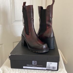 Emanuele Crasto Boots Square Toe Chelsea Made Italy Nature Rossi Red 39EU 8US